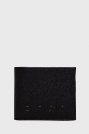 Kožená peňaženka Boss pánska, čierna farba