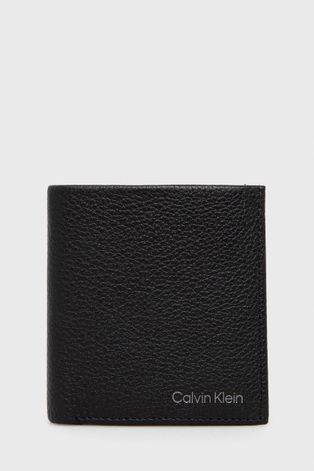 Kožená peňaženka Calvin Klein pánska, čierna farba