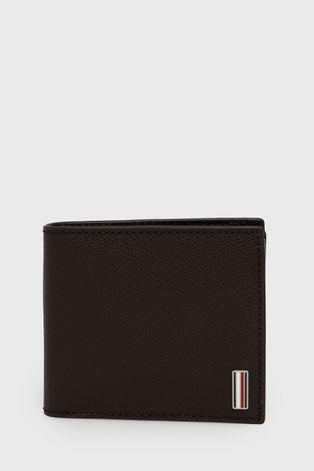 Kožená peňaženka Tommy Hilfiger pánska, hnedá farba