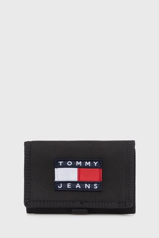 Peňaženka Tommy Jeans pánska, čierna farba