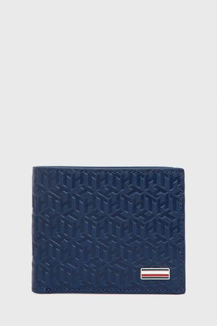 Шкіряний гаманець Tommy Hilfiger чоловічий колір синій