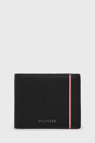 Δερμάτινο πορτοφόλι Tommy Hilfiger ανδρικά, χρώμα: μαύρο