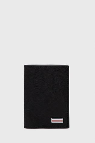 Δερμάτινη θήκη για κάρτες Tommy Hilfiger ανδρικά, χρώμα: μαύρο
