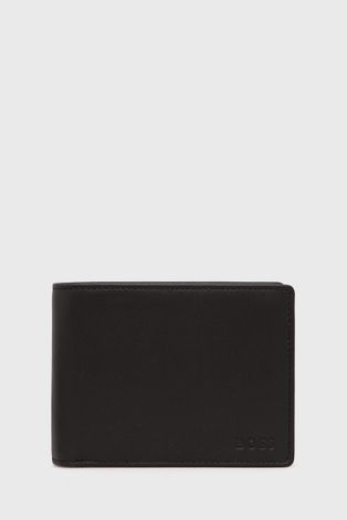 BOSS portfel skórzany męski kolor czarny