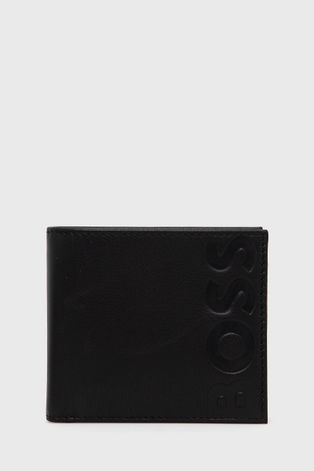 Δερμάτινο πορτοφόλι BOSS ανδρικά, χρώμα: μαύρο