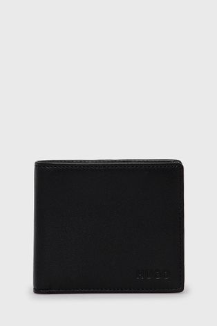 Шкіряний гаманець HUGO чоловічий колір чорний