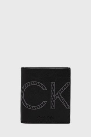 Кожен портфейл Calvin Klein мъжки в черно