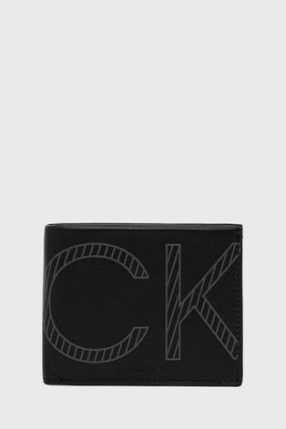 Kožená peněženka Calvin Klein pánský, černá barva