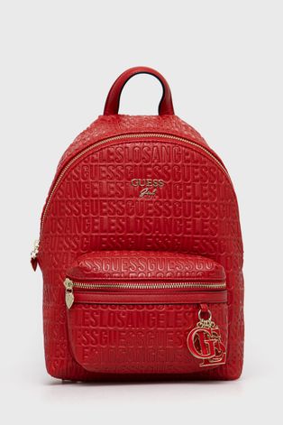 Дитячий рюкзак Guess колір червоний малий гладкий