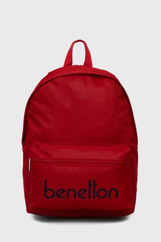 United Colors of Benetton plecak dziecięcy kolor czerwony duży z nadrukiem