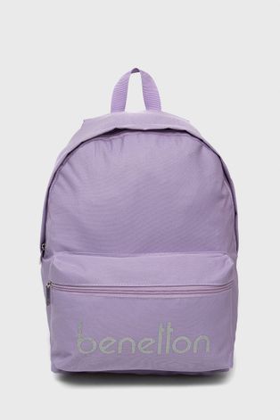 United Colors of Benetton plecak dziecięcy kolor fioletowy duży z nadrukiem
