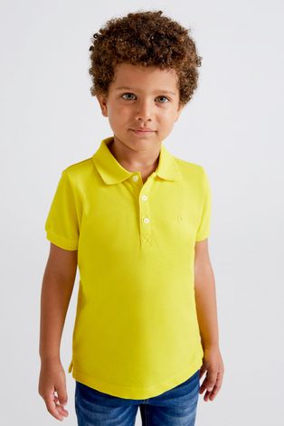 Mayoral tricouri polo din bumbac pentru copii culoarea galben, neted