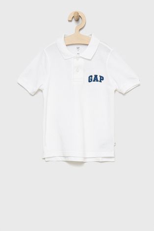 Pamučna polo majica GAP boja: bijela, s aplikacijom