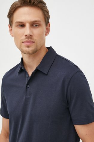 Pamučna polo majica Armani Exchange boja: tamno plava, jednobojni model