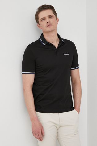 Βαμβακερό μπλουζάκι πόλο Armani Exchange χρώμα: μαύρο
