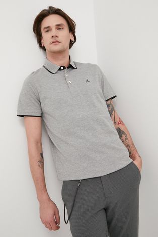 Polo tričko Produkt by Jack & Jones pánský, šedá barva, melanžový
