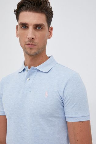 Pamučna polo majica Polo Ralph Lauren boja: plava