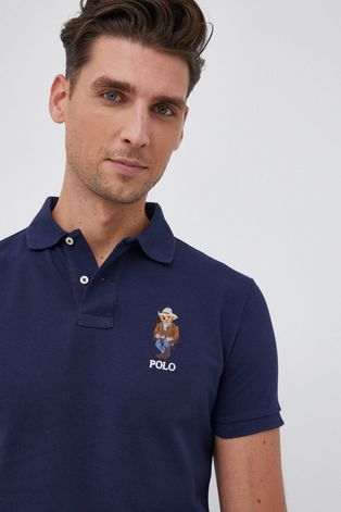 Polo Ralph Lauren pamut póló kék, nyomott mintás