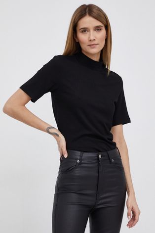 Scotch & Soda T-shirt damski kolor czarny z półgolfem