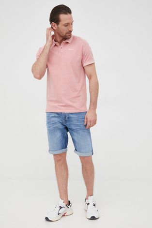 Pepe Jeans polo bawełniane VINCENT GD N kolor różowy gładki