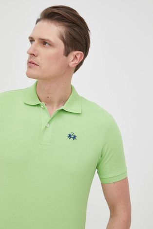Pamučna polo majica La Martina boja: zelena, jednobojni model