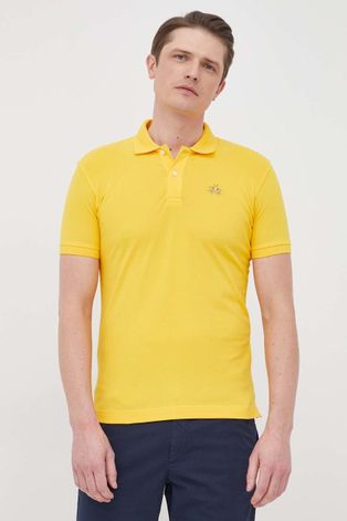 Тениска с яка La Martina мъжки в жълто с изчистен дизайн