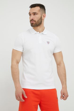 Βαμβακερό μπλουζάκι πόλο Rossignol χρώμα: άσπρο