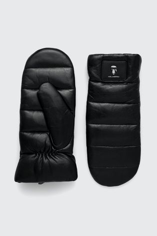 Кожени ръкавици Karl Lagerfeld дамски в черно
