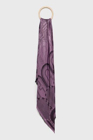 Šatka s prímesou hodvábu Furla Miastella fialová farba, vzorovaná