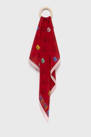 Шелковый платок на шею Moschino цвет красный с узором
