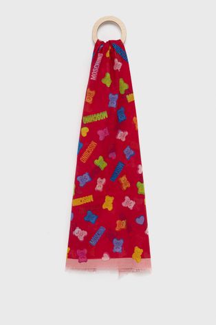 Хлопковый шарф Moschino цвет розовый с узором