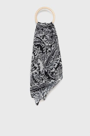 Šál Lauren Ralph Lauren dámsky, čierna farba, vzorovaný