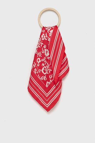 Hedvábný šátek Lauren Ralph Lauren červená barva, vzorovaný