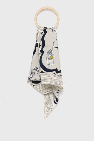 Hedvábný šátek Tory Burch šedá barva, vzorovaný