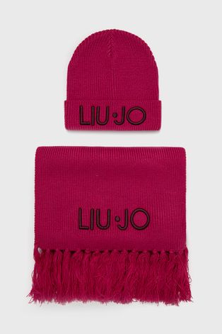 Шапка і шарф Liu Jo колір рожевий