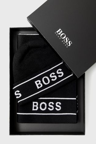 Σκούφος και κασκόλ Boss χρώμα: μαύρο