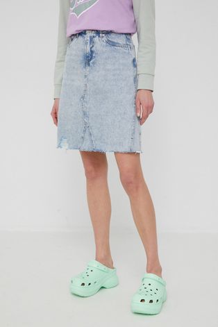 Rifľová sukňa Vero Moda mini, rovný strih