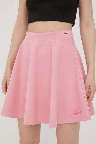 Tommy Jeans spódnica kolor różowy mini rozkloszowana
