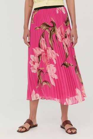 Suknja Marella boja: ružičasta, midi, širi se prema dolje