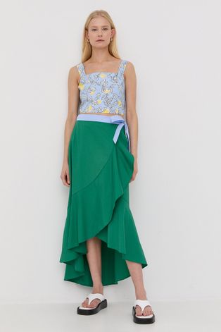 Pamučna suknja MAX&Co. boja: zelena, midi, širi se prema dolje