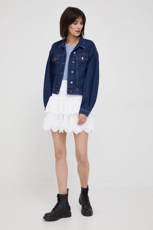 Хлопковая юбка Pepe Jeans Isolda цвет белый mini расклешённая