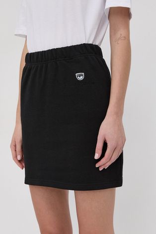 Bavlněná sukně Chiara Ferragni černá barva, mini, jednoduchý
