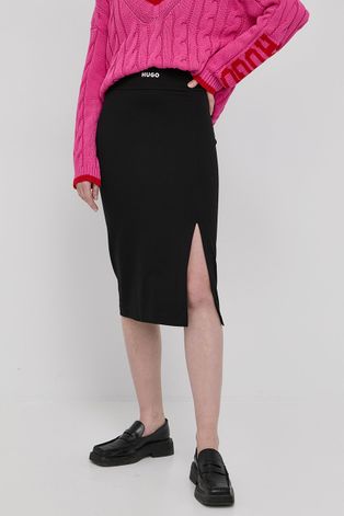 HUGO spódnica kolor czarny midi ołówkowa