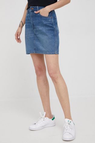 Wrangler spódnica jeansowa kolor granatowy mini prosta