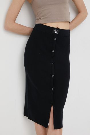 Suknja Calvin Klein Jeans boja: crna, midi, ravna