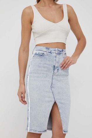 Calvin Klein Jeans fusta jeans midi, drept