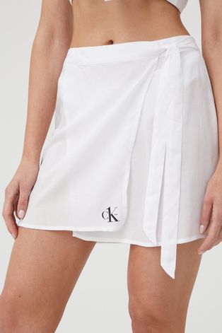 Calvin Klein spódnica plażowa kolor biały mini rozkloszowana