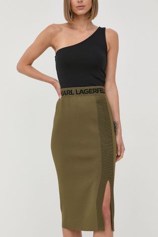Suknja Karl Lagerfeld boja: zelena, midi, pencil