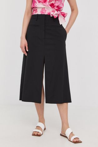Vunena suknja Victoria Beckham boja: crna, midi, širi se prema dolje