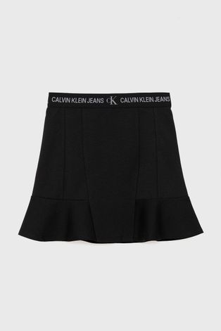 Dětská sukně Calvin Klein Jeans černá barva, mini, jednoduchý